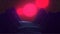 Synthwave background. Mysterious red Suns or glowing planets above dark 3d landscape. Sci-fi retro futuristic 80s look. Cover,