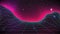 Synthwave Horizon Background. Virtual 3d landscape with Glow. Perspective Grid with starry sky. 80s sci-fi or game style. Banner,