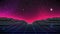 Synthwave Horizon Background. Virtual 3d landscape with Glow. Perspective Grid with starry sky. 80s sci-fi or game style. Banner,