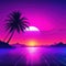 Synthwave landscape with palm retro wave illustration