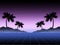 Synthwave and retrowave background template. Palms, sun and space in computer game. Retro design, rave music, 80s