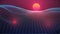 Synthwave Sunset Background. Starry sky, perspective grid