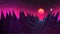 Synthwave Sunset. Perspective grid mountains with pink horizon glow and Sun. 80s style Sunset. Retro futuristic style