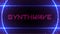 Synthwave Text Banner. Retro Future Blue Neon Background. Retrowave 80s Music Style. Bright Disco Glowing Light