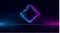 Synthwave vaporwave retrowave cyber landscape with sparkling glitch rhombus, laser grid, blue and purple glows with