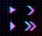 Synthwave vaporwave retrowave Glitch Arrows, pointers, direction Set. Glitch design elements for poster, flyer, cover