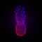 Synthwave Vaporwave Retrowave neon vivid color vector pineapple on dark background. Design for poster, flyer, invitation