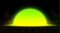 Synthwave vaporwave retrowave yellow green sunset background glitch laser grid, starry sky, yellow and green smoke