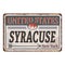 SYRACUSE New York retro metal sign Vintage vector souvenir or postcard template