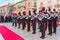 Syracuse Sicily/ Italy -June 05 2019: Parade of the carabinieri who wear the uniform and the historical hats with plume