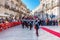 Syracuse Sicily/ Italy -June 05 2019: Parade of the carabinieri who wear the uniform and the historical hats with plume