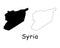 Syria Country Map. Black silhouette and outline isolated on white background. EPS Vector