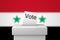 Syria election ballot box and voting paper. 3D Rendering