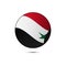 Syria flag button with shadow on a white background. Vector.