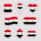 Syria flag stickers set. Syrian national symbols badges. Isolated geometric icons. Vector official flags collection. Sport pages,