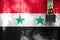 Syria flag is on texture. Template. Coronavirus pandemic. Countries may be closed. Locks