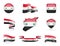 Syria flags collection. Vector illustration set flags and outline of the country.