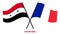 Syria and France Flags Crossed And Waving Flat Style. Official Proportion. Correct Colors