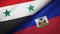 Syria and Haiti two flags textile cloth, fabric texture