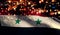 Syria National Flag Light Night Bokeh Abstract Background