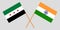 Syria opposition and India. Syrian National Coalition and Indian flags. Official colors. Correct proportion. Vector