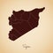 Syria region map: retro style brown outline on.