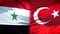 Syria and Turkey flags background, diplomatic and economic relations, security