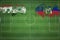 Syria vs Haiti Soccer Match, national colors, national flags, soccer field, football game, Copy space