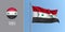 Syria waving flag on flagpole and round icon vector illustration.