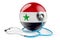 Syrian flag with stethoscope. Health care in Syria concept, 3D rendering