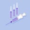 Syringe and ampoules isometric icon.