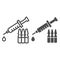 Syringe and ampoules line and solid icon. Covid-19 vaccine outline style pictogram on white background. Antivirus
