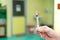 Syringe and ampule, medical injection in hand. Hospital and Medical concept