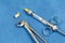 Syringe with anesthetic and needle, stainless steel dental tongs