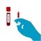 A syringe with blood and HIV test