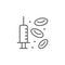 Syringe and blood line outline icon