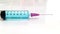 Syringe closeup on white background, Syringe with Blue serum