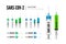 Syringe with coronavirus drug. SARS-CoV-2, covid-2019. Vector 3d illustration