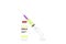 syringe drawing vaccine and COVID-19 vaccine vial on white background