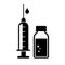 Syringe and drugs medical icon