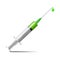 Syringe with green liquid. Syringe with needle for medical drug injection, vaccine for care and treatment