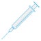 Syringe icon. Medical shot blue line symbol