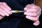 Syringe for injection in hands of beautician