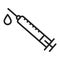 Syringe for injection vaccine black line icon. Filler for aesthetic injections. Isolated vector element. Outline pictogram for web