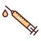 Syringe for injection vaccine color line icon. Filler for aesthetic injections. Isolated vector element. Outline pictogram for web