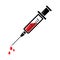 Syringe for injection of a vaccine with red blood fluid. Vector