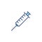 Syringe line blue icon. Vaccination illustration isolated on the white