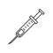 Syringe line icon, black isolated on white background,  illustration.