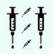 Syringe liquid drop icon symbol in flat black style isolated on blue grey background