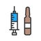 Syringe with medicine ampoule filled outline icon